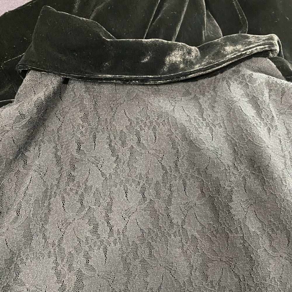 J Jill Black Velvet and Lace Back Silver Round Button Hardware Shirt Dress Sz M - Picture 7 of 8